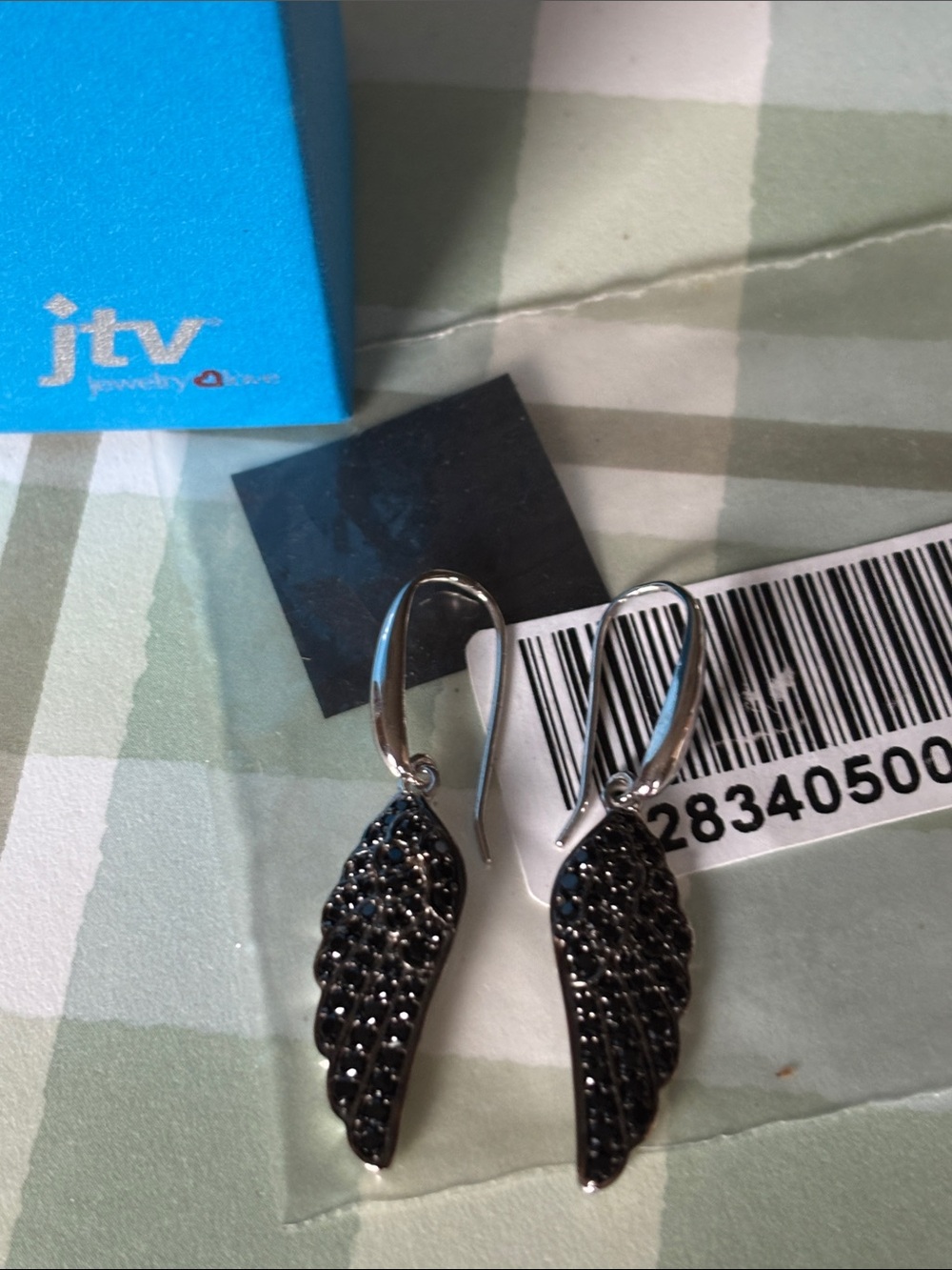 NWT JTV Black Spinel Pavé Wing Drop Earrings
